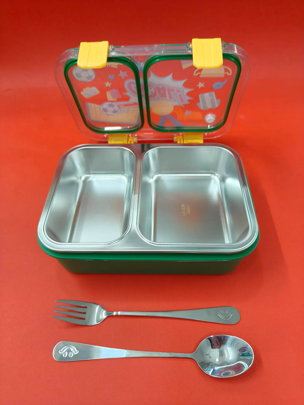 Leak-Proof 2 Compartment Stainless Steel Lunch Box for Kids