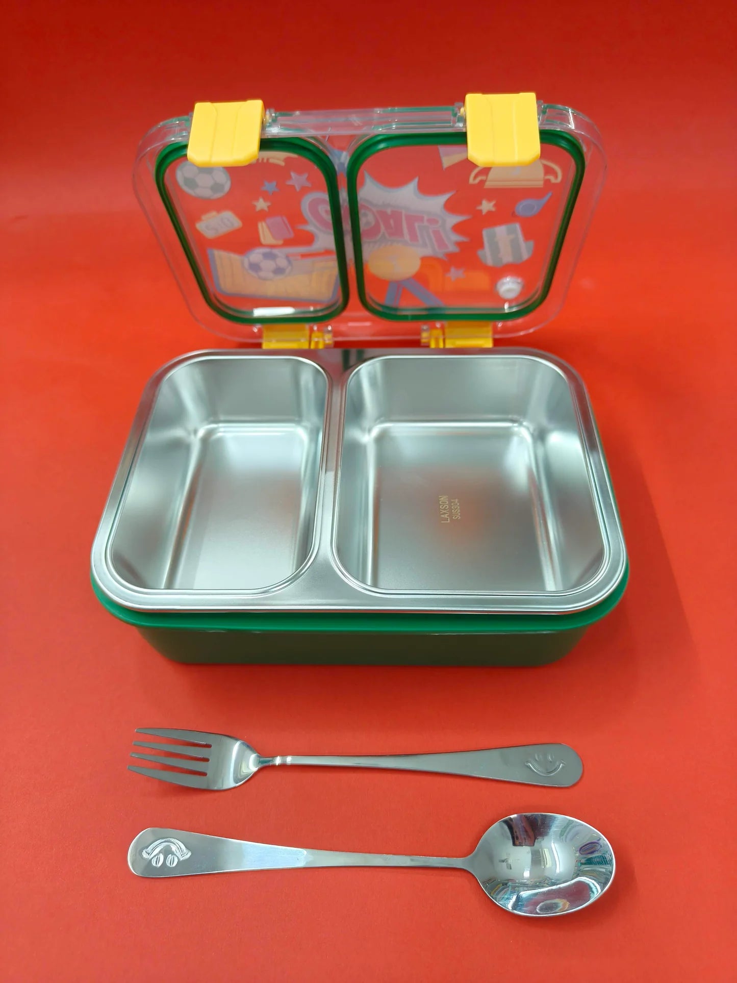 Leak-Proof 2 Compartment Stainless Steel Lunch Box for Kids