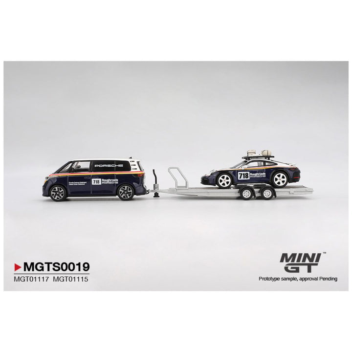 MINI GT Porsche 911 Dakar #718 / Volkswagen ID. Buzz Porsche Centrum Gelderland Roughroads Set