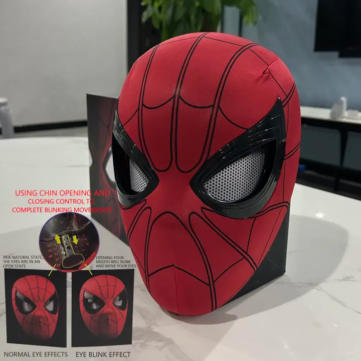 Spider-Man Blinking Cosplay Mask with Jaw/Chin Control Mechanism