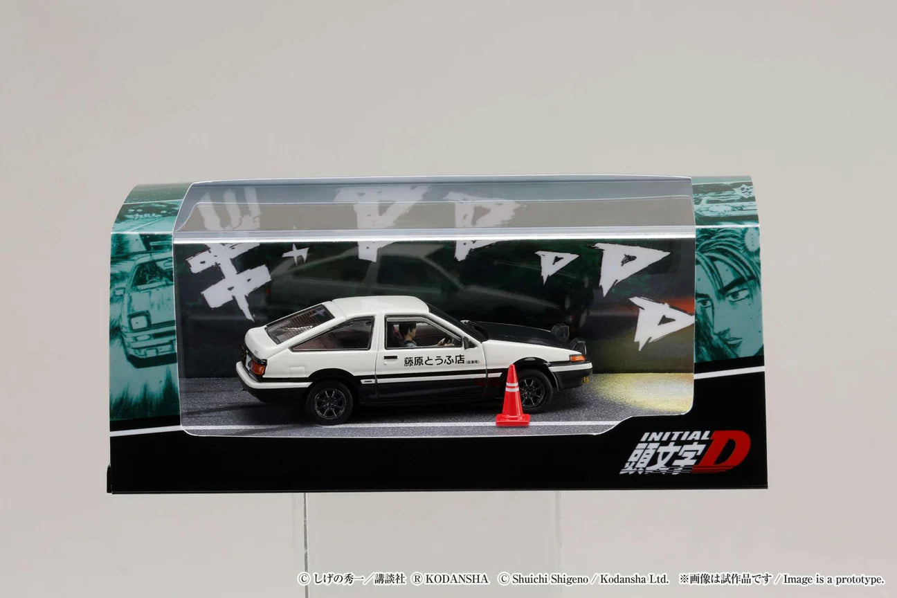 1/64 Scale Toyota SPRINTER TRUENO GT APEX AE86 / INITIAL D VS Tomoyuki Tachi With Takumi Fujiwara Figure
