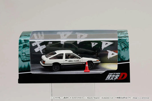 1/64 Scale Toyota SPRINTER TRUENO GT APEX AE86 / INITIAL D VS Tomoyuki Tachi With Takumi Fujiwara Figure