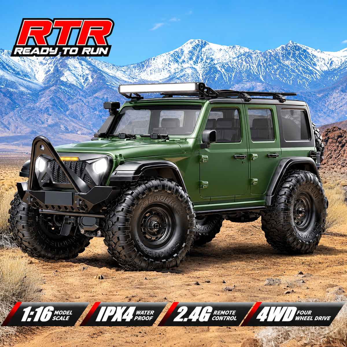 HB R1601 RC Crawler 1/16 Rc Car 4WD RTR 2.4g Remote Control Off-Road (Green)