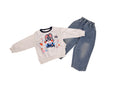 Cute Toddler Bunny Graphic Sweatshirt & Denim Jeans Set