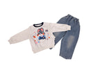 Cute Toddler Bunny Graphic Sweatshirt & Denim Jeans Set