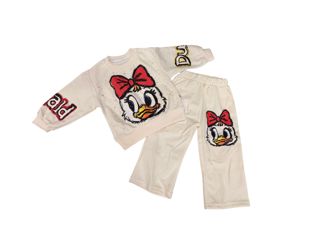 Girls Daisy Duck Fleece Long Sleeve Sweatshirt and Sweatpants Set