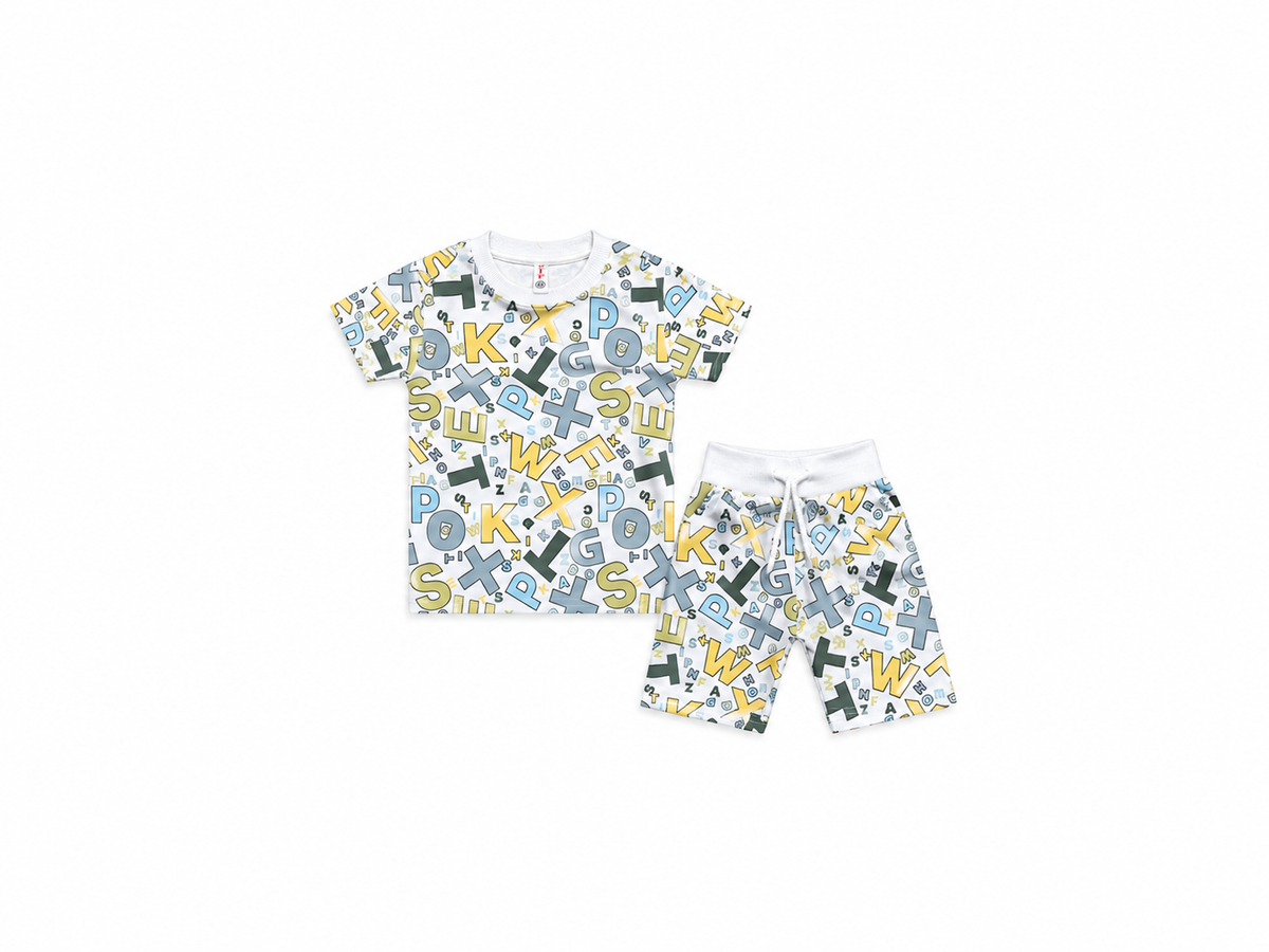 Unisex Kids' Alphabet Print Cotton Co-ord Set