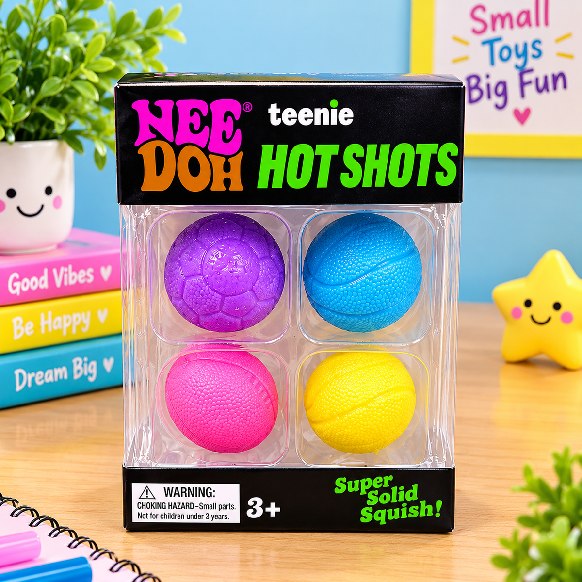 Schylling NeeDoh Teenie Hot Shots 4-Pack (Pack Of 2)
