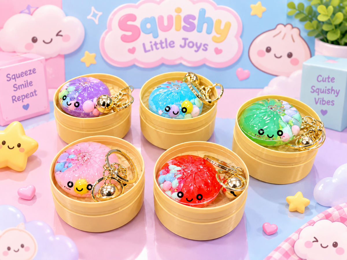 Water Filled Dumpling Keychain Cute Dimsum Bag Charm (Pack Of 2) Random 1