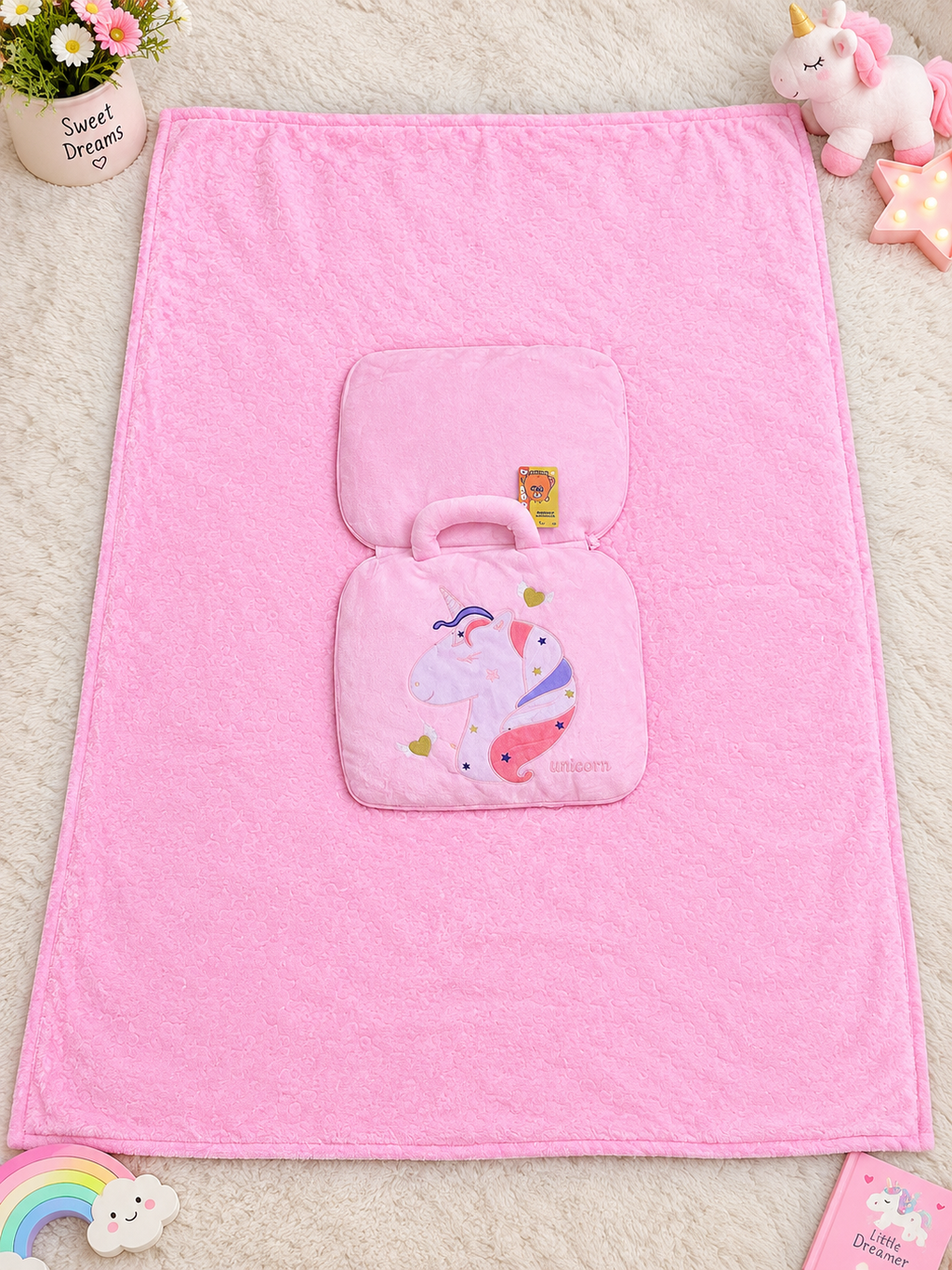 Disney Stitch Travel Bag Pillow Blanket for Kids and Children Pillow Blanket, Travel Blanket for Kids