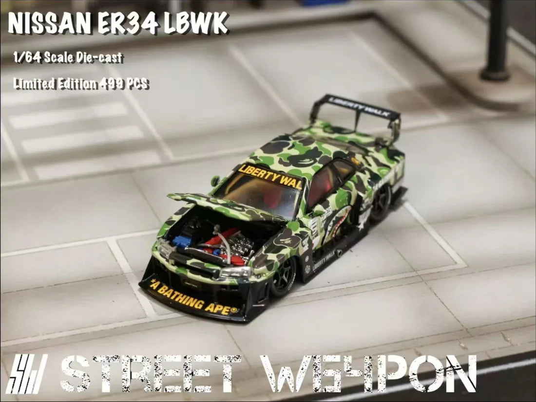 STREET WEAPON 1:64 NISSAN SKYLINE GT-R R34 LBWK - BAPE