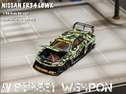 STREET WEAPON 1:64 NISSAN SKYLINE GT-R R34 LBWK - BAPE