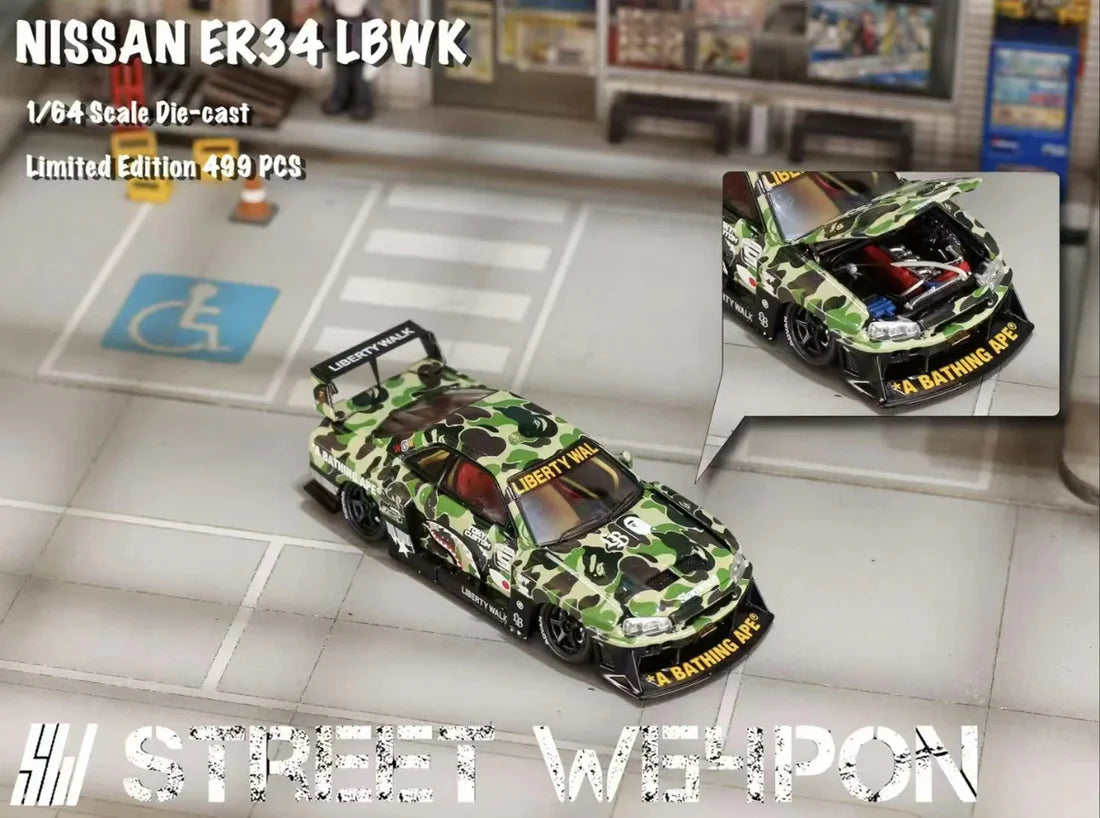 STREET WEAPON 1:64 NISSAN SKYLINE GT-R R34 LBWK - BAPE