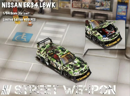 STREET WEAPON 1:64 NISSAN SKYLINE GT-R R34 LBWK - BAPE