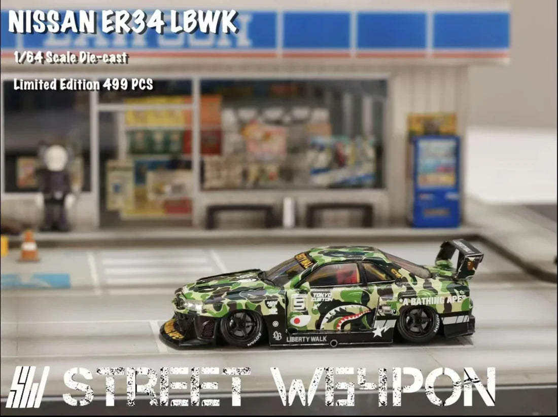 STREET WEAPON 1:64 NISSAN SKYLINE GT-R R34 LBWK - BAPE