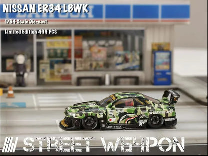 STREET WEAPON 1:64 NISSAN SKYLINE GT-R R34 LBWK - BAPE