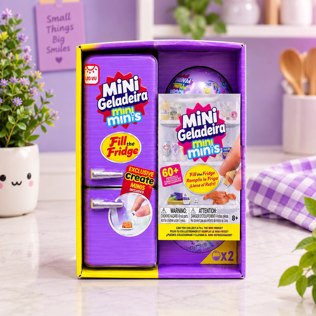 Mini Brands Fill The Fridge Series 1 Playset (Including a Mini Refrigerator and Surprise Capsules).