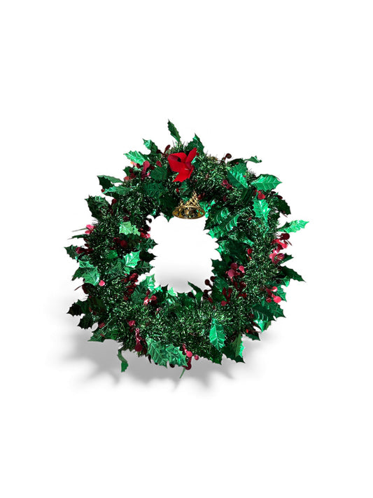 Tinsel Holly Berry Christmas Wreath