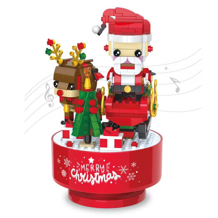 DR. STAR Building Block Set Of Santa And Reindeer With Musical Box 448