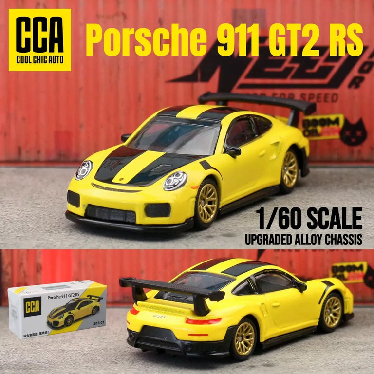 Porsche 911 GT2 RS Yellow Variant Diecast Model Car Cocoland Toys