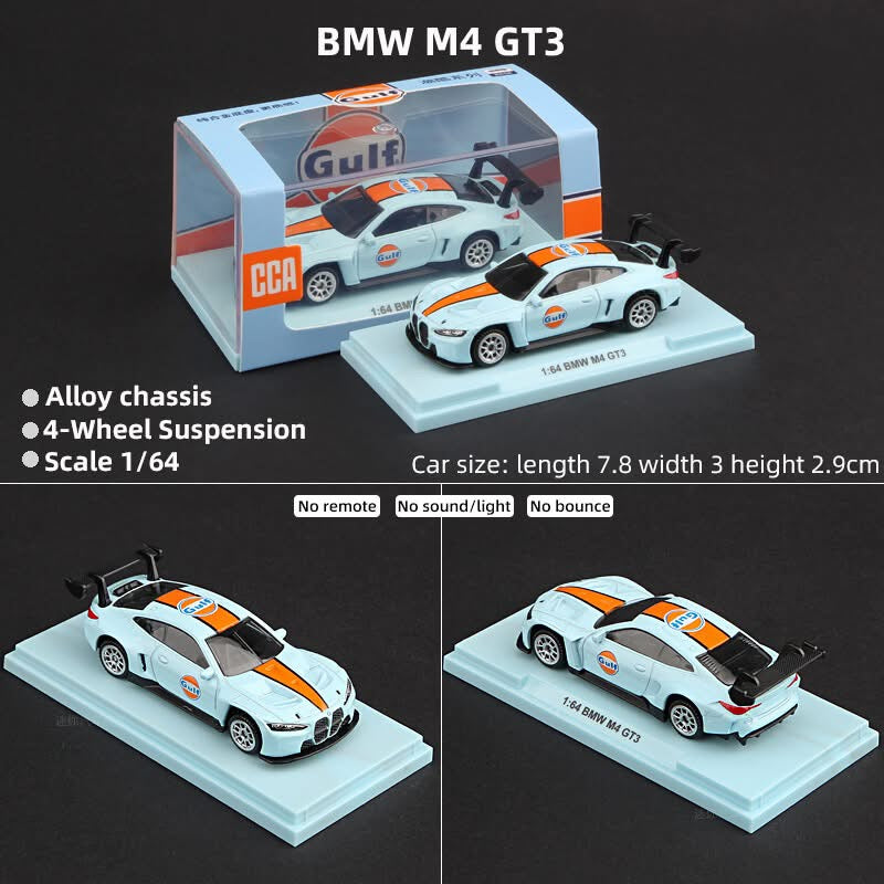 CCA BMW M4 GT3 Gulf with Acrylic Case 1:64 Scale Diecast Model Car Cocoland Toys