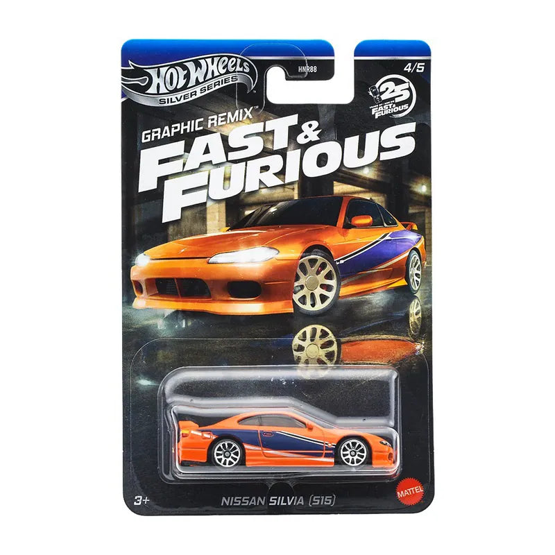 Hot Wheels Nissan Silvia (S15) Scale 1:64 Imported 2025 Fast and Furious Silver Series Graphic Remix