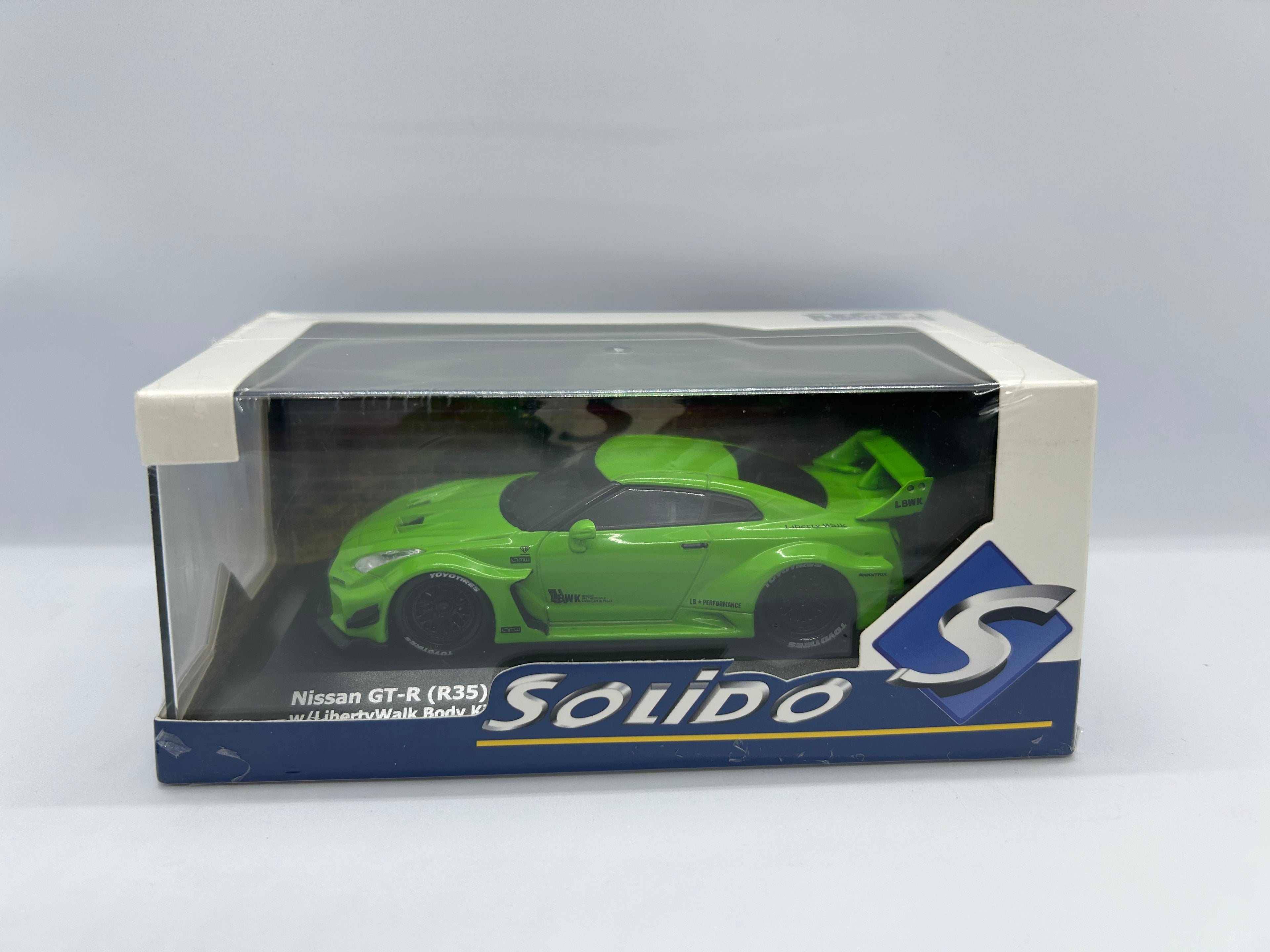 1/43 Solido Nissan GT-R (R35) Liberty Walk Body Kit (Acid Green) Diecast Car Model