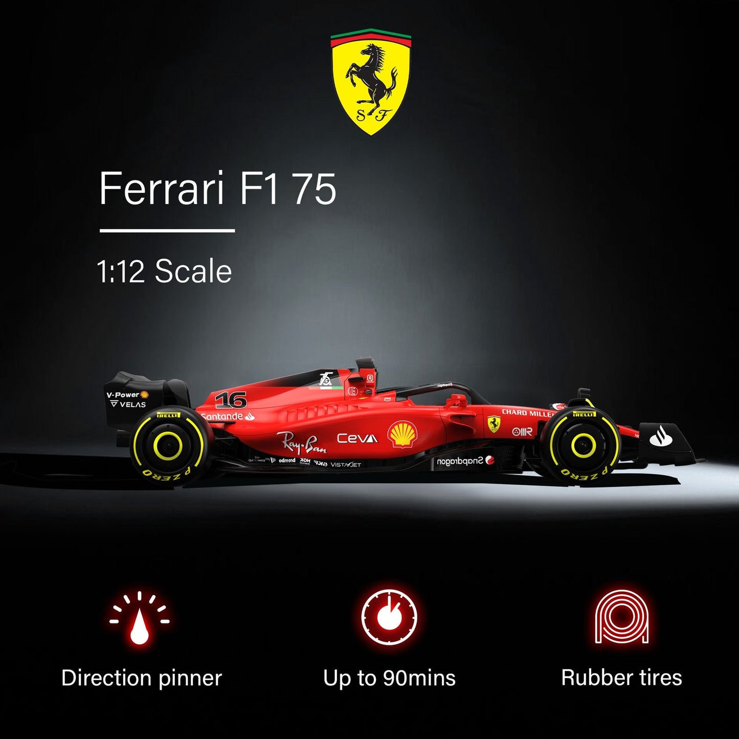Rastar R/C 1:12 Ferrari F1-75 Remote Control (Official Licensed Product)