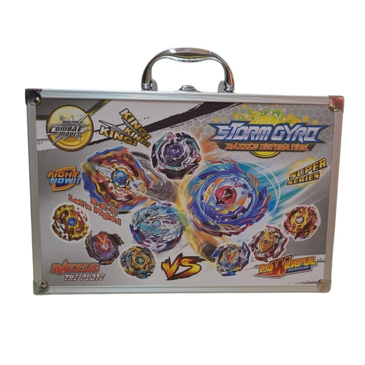 Beyblade game set with a launch handle and portable box