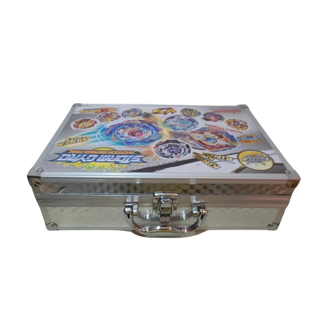 Beyblade game set with a launch handle and portable box