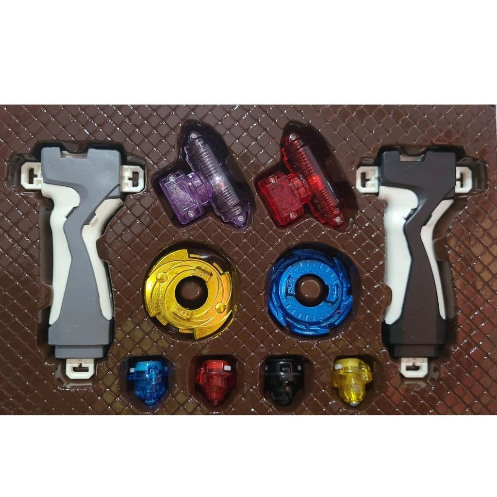 Beyblade game set with a launch handle and portable box