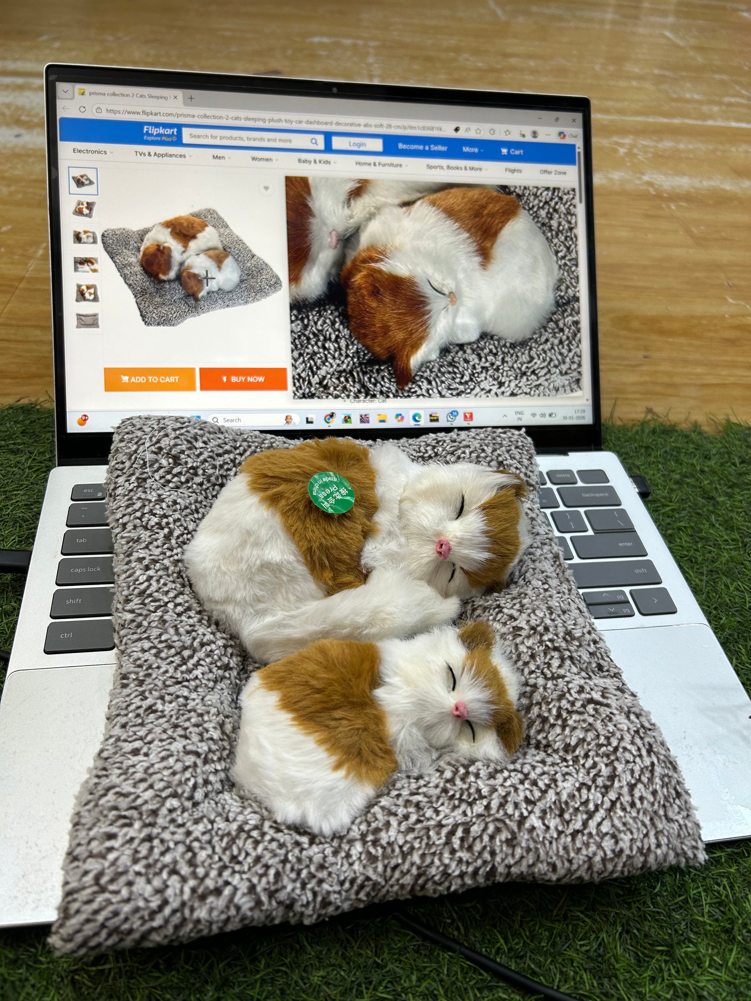 Sleeping Cat Plush Toy with Meow Sound