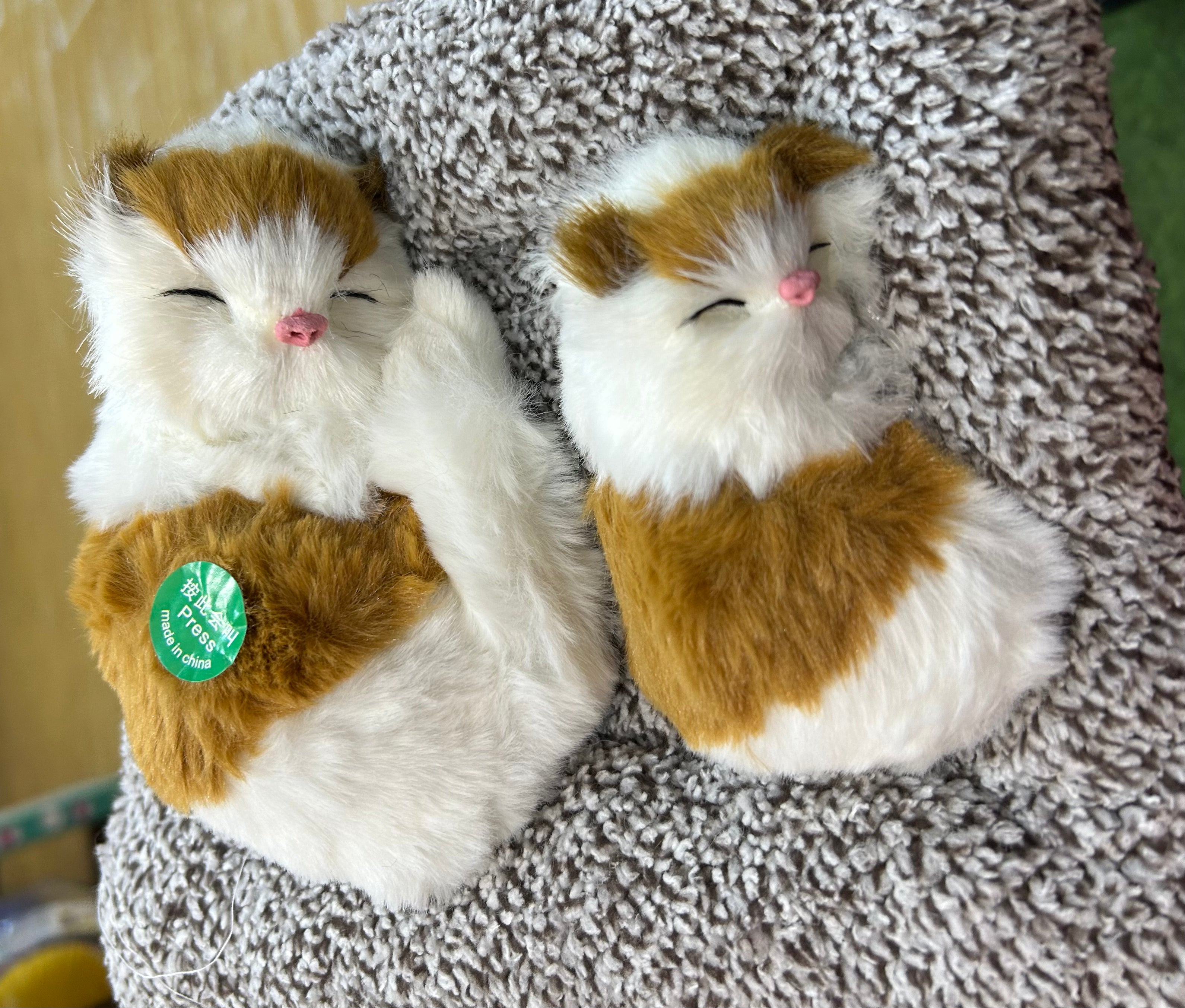 Sleeping Cat Plush Toy with Meow Sound