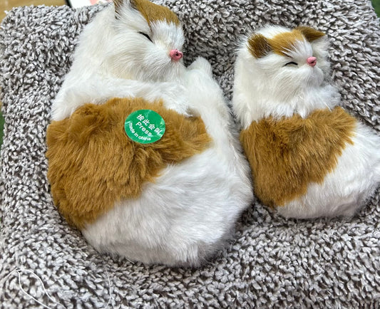 Sleeping Cat Plush Toy with Meow Sound