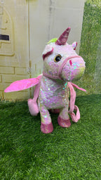 Unicorn With Glittery Silvery Horn And Hooves