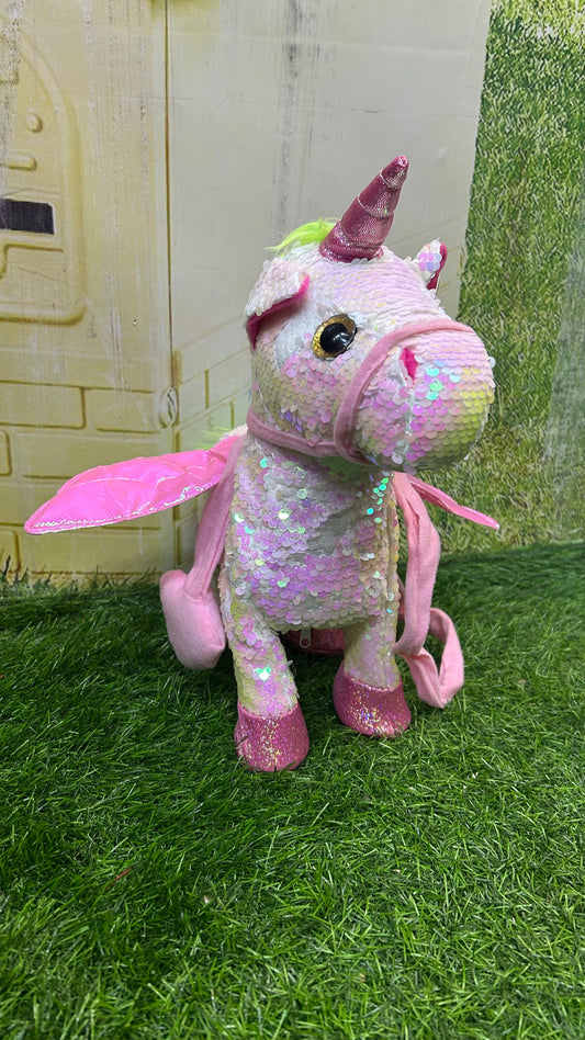 Unicorn With Glittery Silvery Horn And Hooves