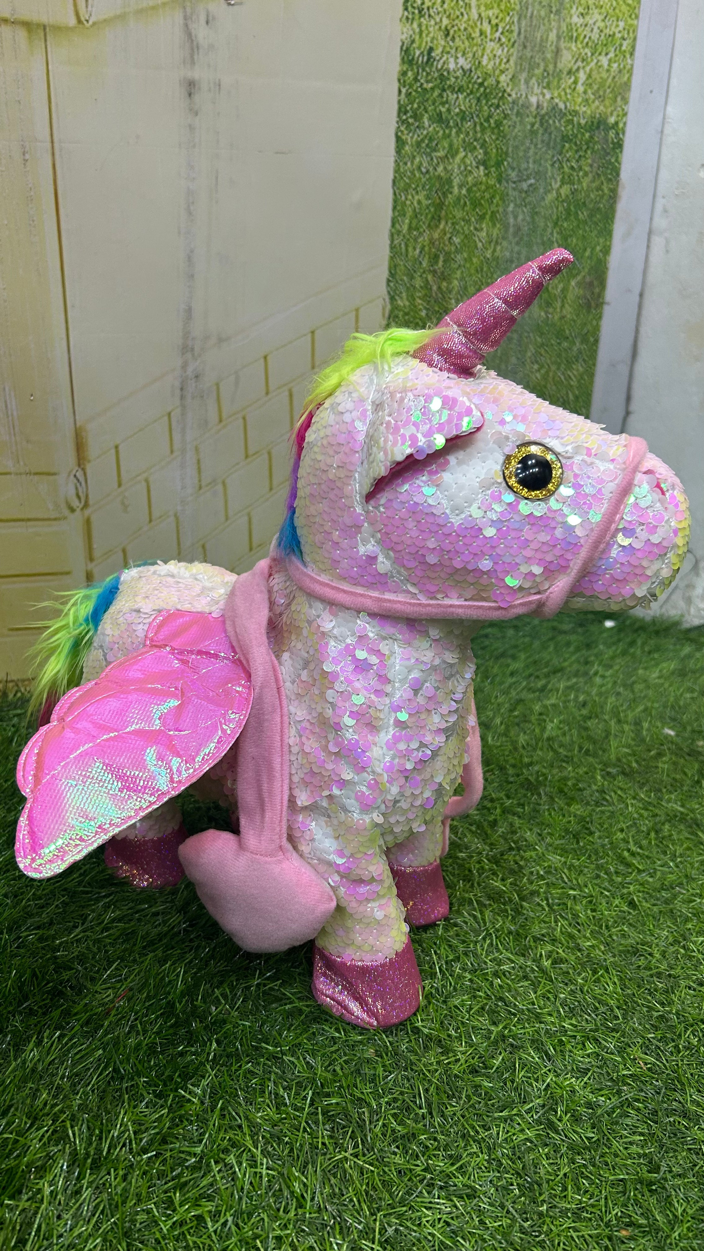 Unicorn With Glittery Silvery Horn And Hooves