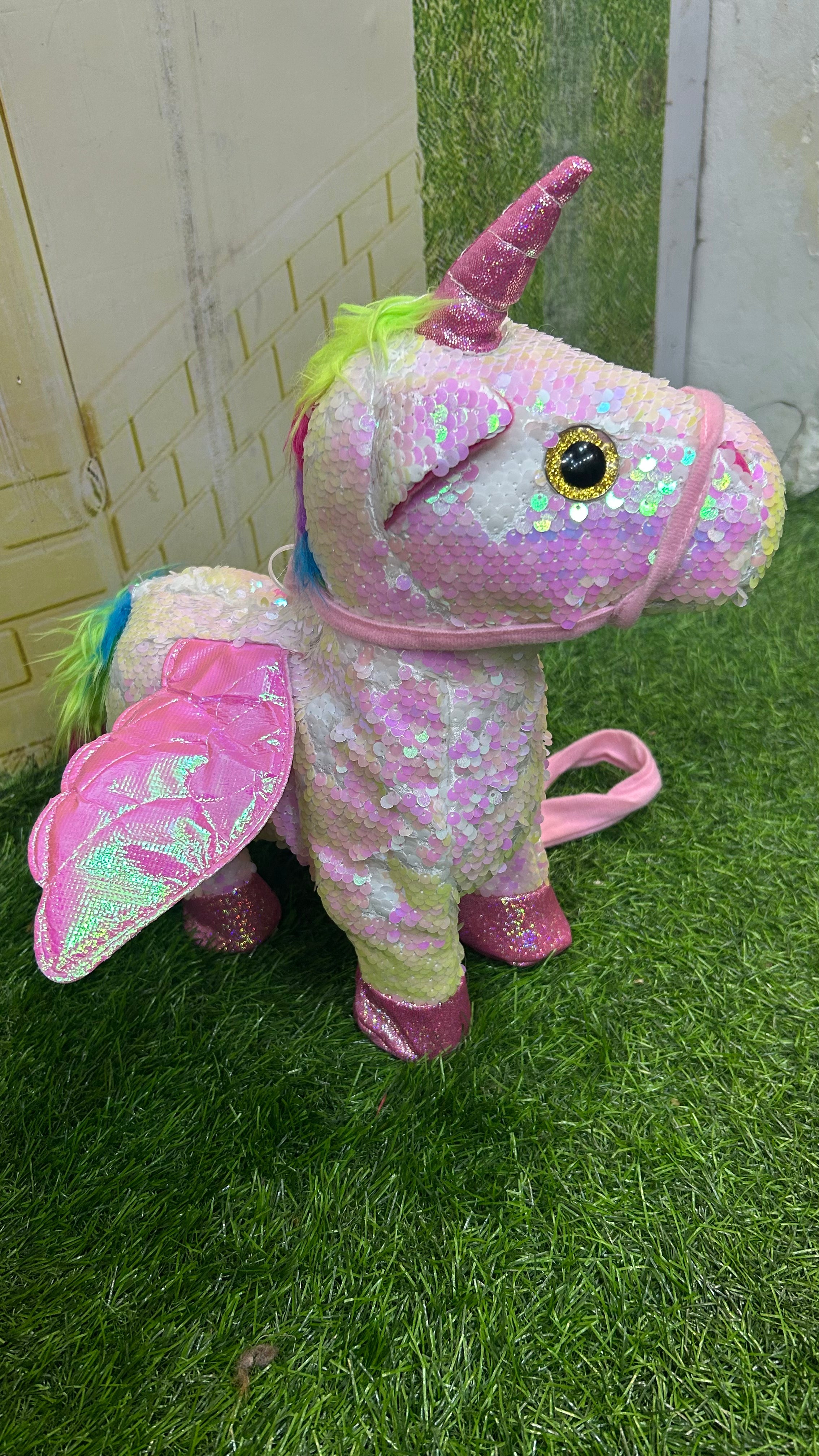 Unicorn With Glittery Silvery Horn And Hooves