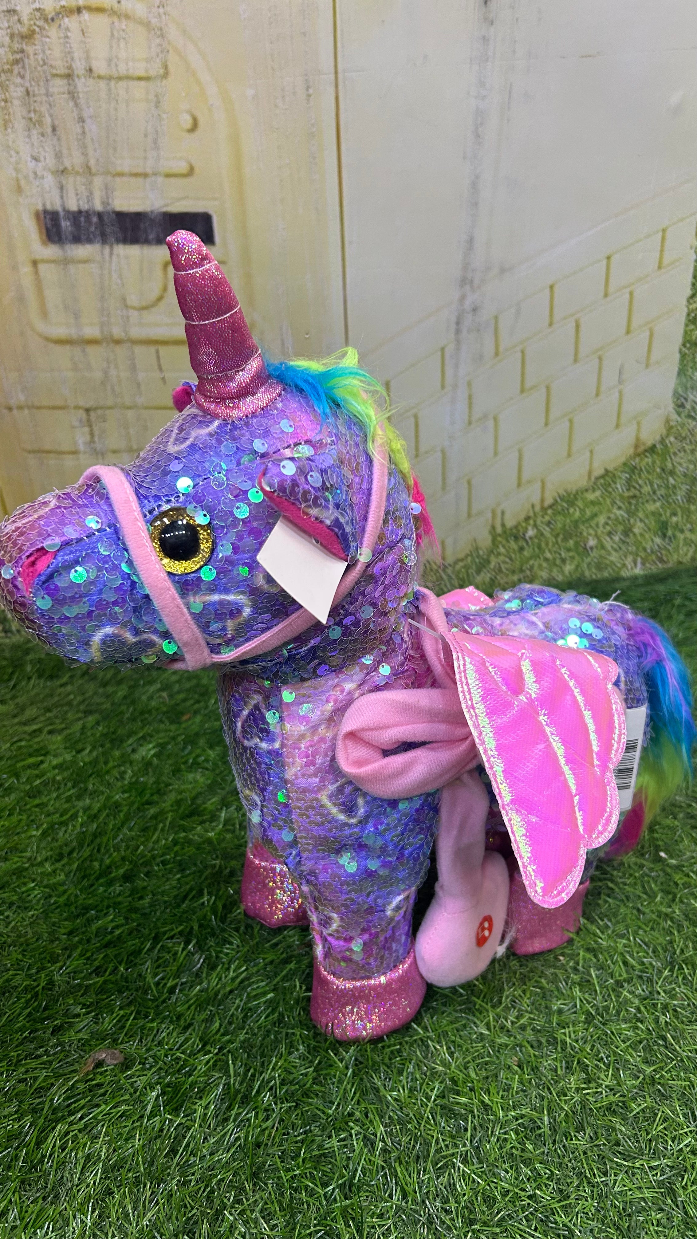 Unicorn With Glittery Silvery Horn And Hooves