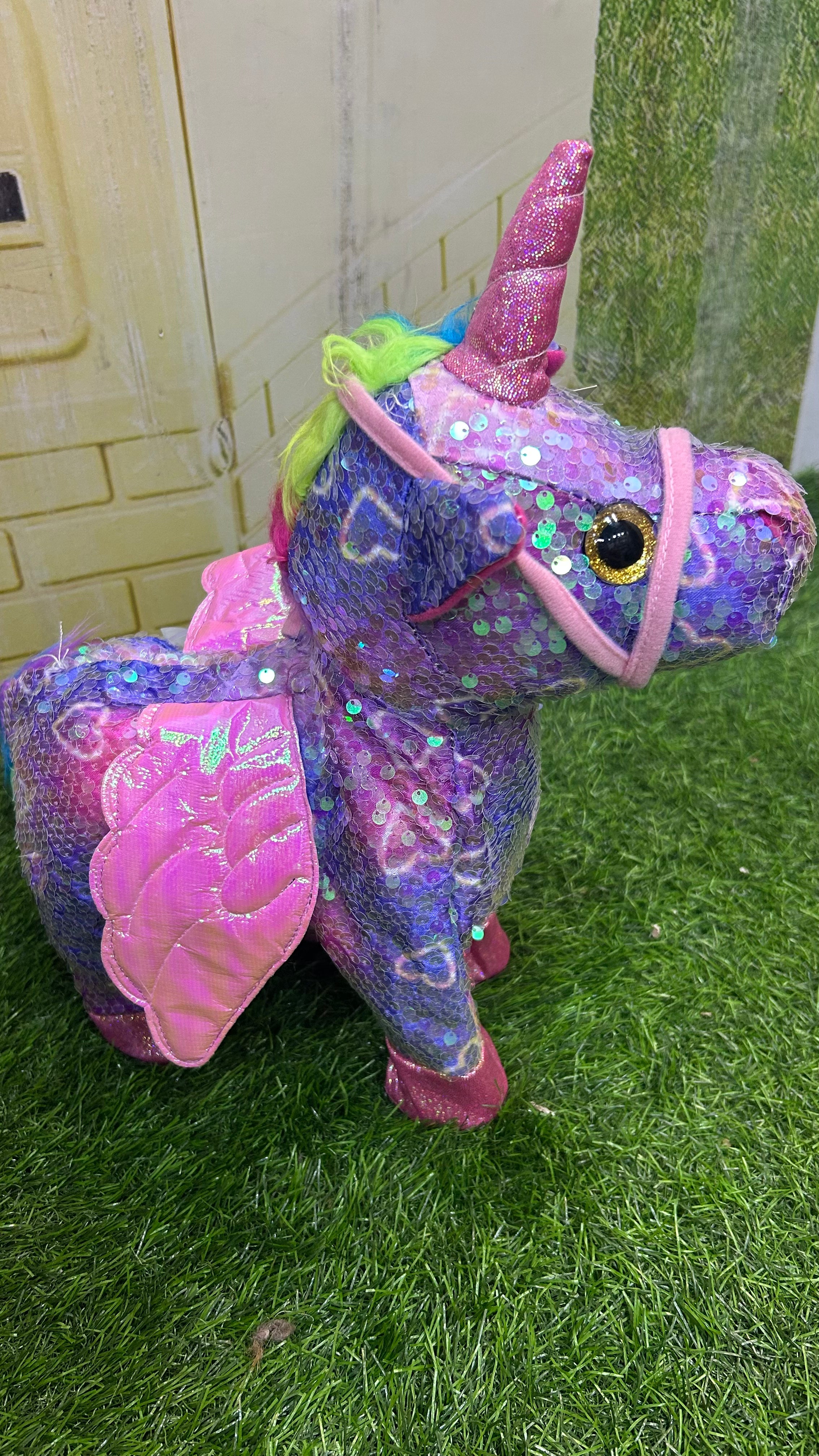 Unicorn With Glittery Silvery Horn And Hooves