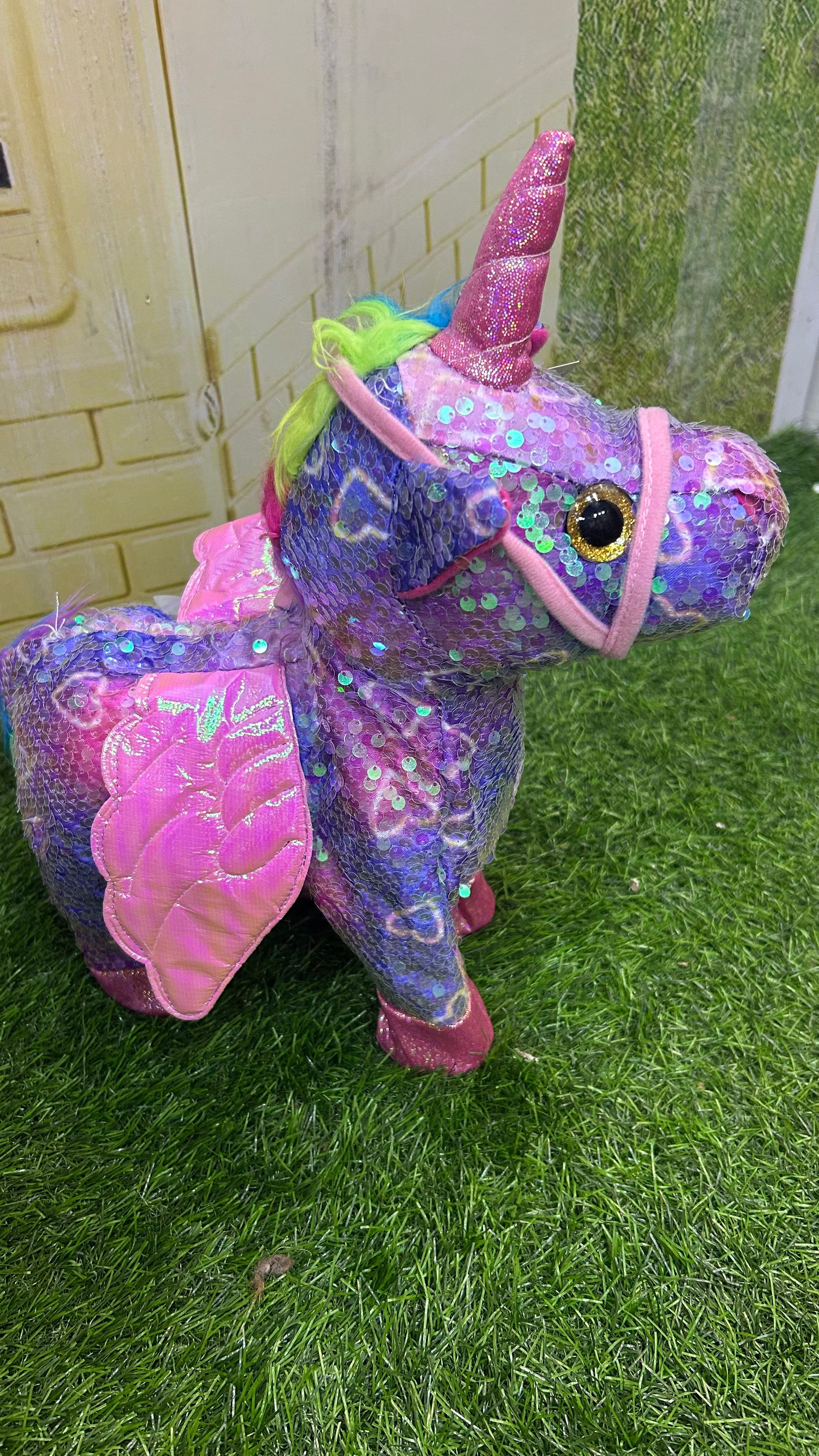 Unicorn With Glittery Silvery Horn And Hooves