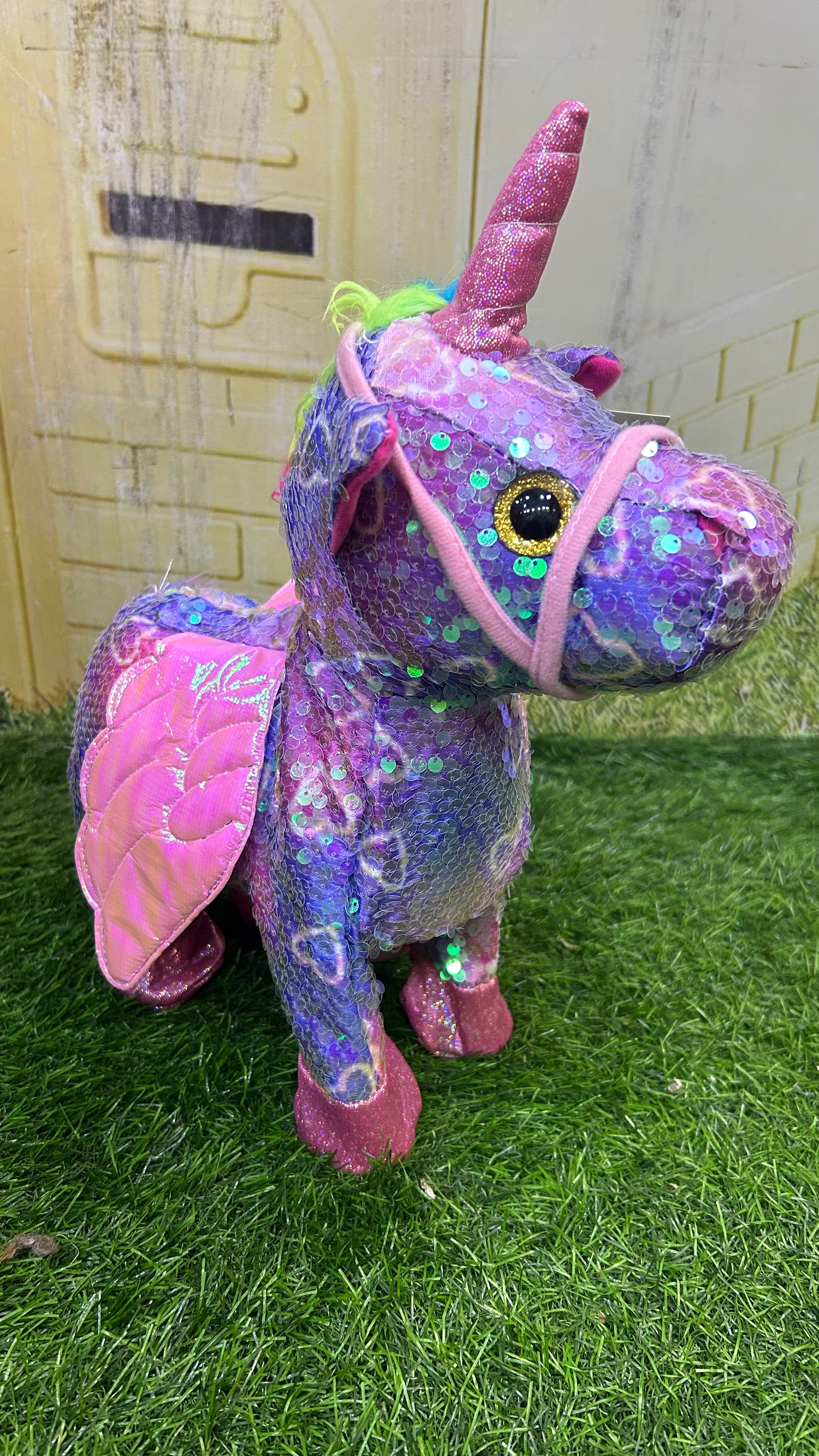 Unicorn With Glittery Silvery Horn And Hooves