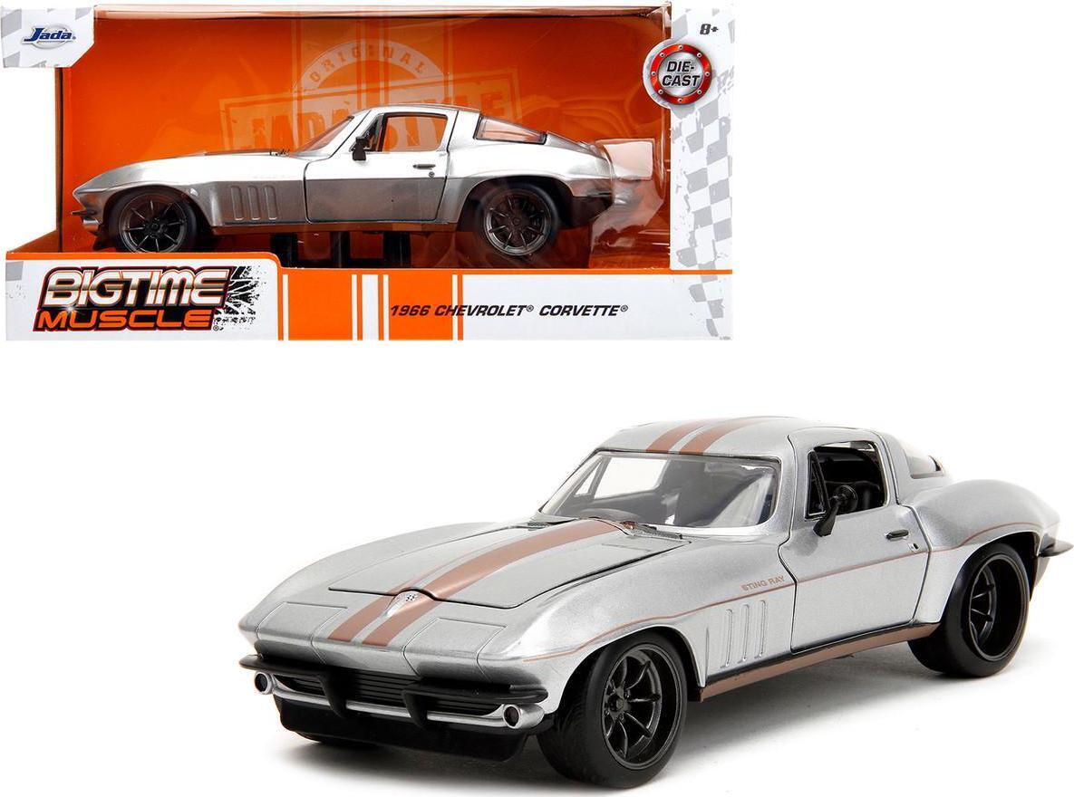1966 Chevrolet Corvette - Silver with Bronze Stripes - Bigtime Muscle - Jada 1/24 - 34208