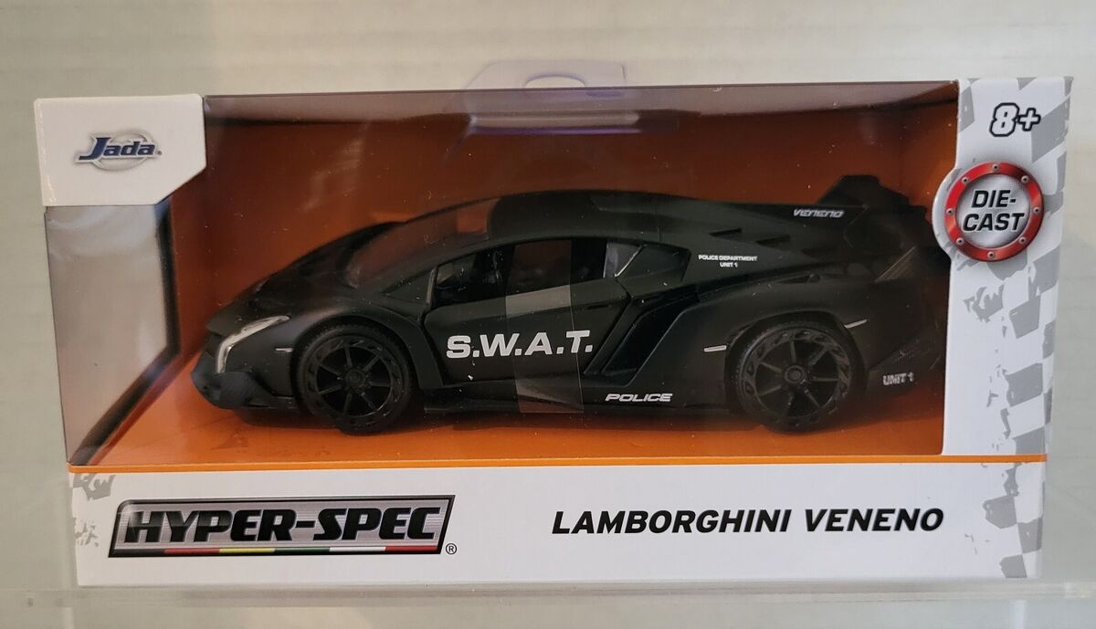 JADA DIECAST 1:32 SCALE HYPER-SPEC LAMBORGHINI VENENO S.W.A.T. POLICE CAR, New