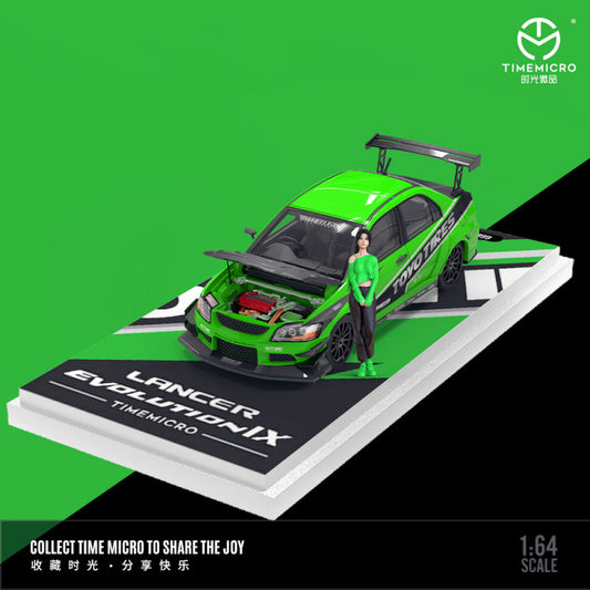 Timemicro 1:64 Mitsubishi Lancer Evolution IX Green With Figure