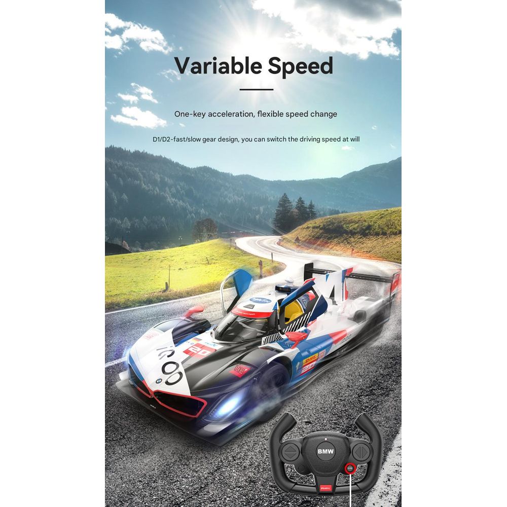 BMW M Hybrid V8 RC race car showcasing variable speed performance Cocoland Toys