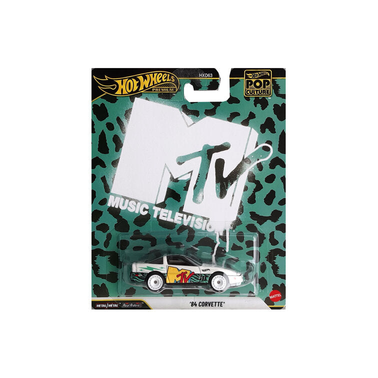 HotWheels Pop Culture 84 Chevrolet Corvette with an MTV theme Premium 1:64 Scale