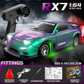 LDRC 1/64 Scale RC Drift Racer Mazda RX7 Body High-Speed Motor Metallic Purple-To-Green Chameleon Paint Finish