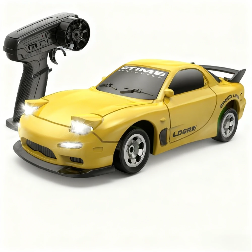 LDRC 1/64 Scale RC Drift Racer Mazda RX7 Remote Control Car Body High-Speed Motor Yellow