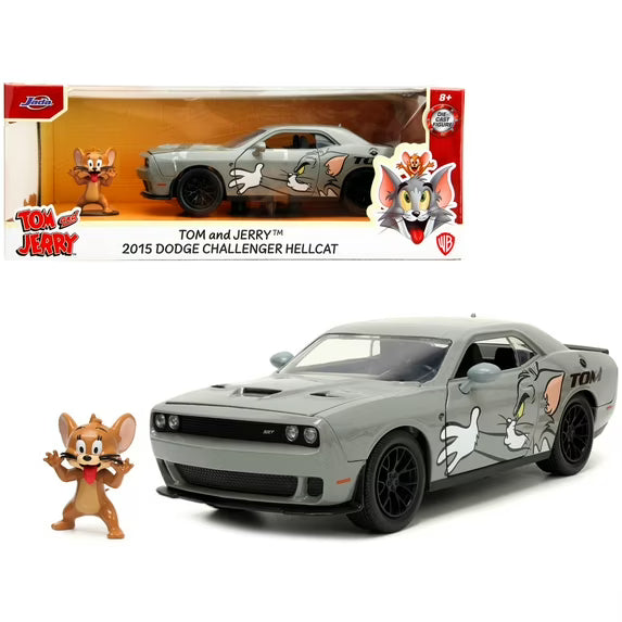 Jada Toys - 1:24 Tom And Jerry Hollywood Rides '15 Dodge Challenger Hellcat with Jerry Fig, 6 of 7    Jada Toys Jada Toys - 1:24 Tom And Jerry Hollywood Rides '15 Dodge Challenger Hellcat with Jerry Fig
